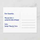 12e verjaardag: leuk hartjes patroon, regenboog 12 briefkaart (Achterkant)