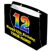 12e verjaardag ~ Leuk, Kleurrijk, Levendig, Regenb Groot Cadeauzakje (Achterkant Gekanteld)