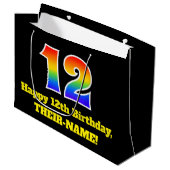 12e verjaardag ~ Leuk, Kleurrijk, Levendig, Regenb Groot Cadeauzakje (Voorkant Gekanteld)