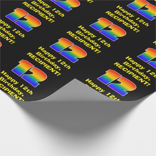 12e verjaardag: Leuke, kleurrijke regenboog geïnsp Cadeaupapier (Hoek)