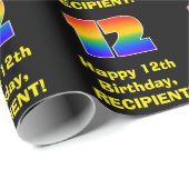 12e verjaardag: Leuke, kleurrijke regenboog geïnsp Cadeaupapier (Rol Hoek)