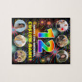 12e verjaardag: Leuke regenboog #, Aangepaste naam Legpuzzel (Horizontaal)