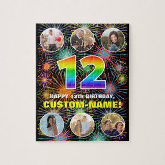 12e verjaardag: Leuke regenboog #, Aangepaste naam Legpuzzel