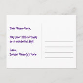 12e verjaardag – Leuke vuurwerkpatroon + Regenboog Briefkaart (Achterkant)