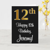 12e verjaardag ~ Luxurieuze Faux Gold-look # Kaart (Gele Bloem)