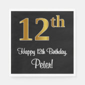 12e verjaardag ~ Luxurieuze Faux Gold-look # Servet (Voorkant)