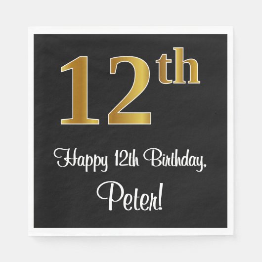 12e verjaardag ~ Luxurieuze Faux Gold-look # Servet (Voorkant)