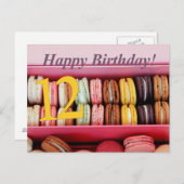 12e verjaardag Macaron Card Briefkaart (Voorkant / Achterkant)