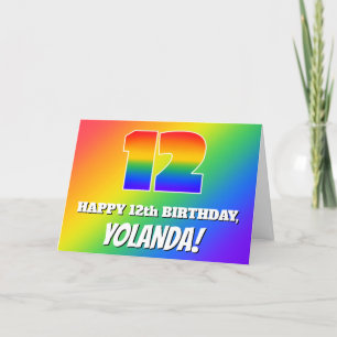 12e verjaardag: Meerkleurig regenboogpatroon # 12 Kaart