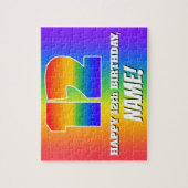 12e verjaardag — Meerkleurig regenboogpatroon "12" Legpuzzel (Verticaal)