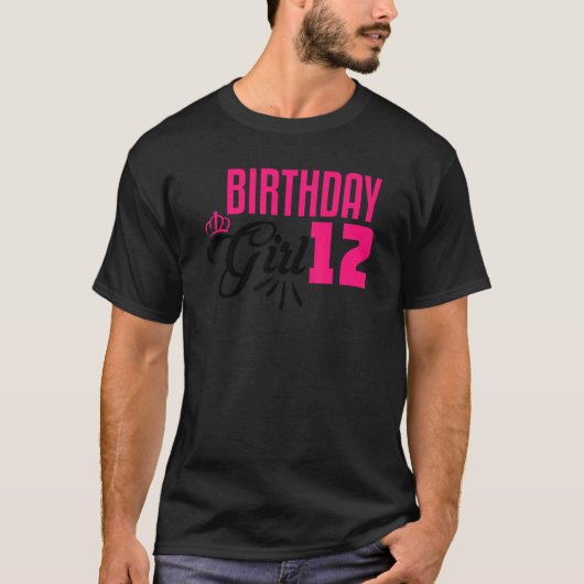 12e verjaardag meisje 12 jaar oud bday t-shirt (Voorkant)