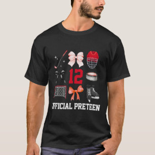 12e verjaardag meisje Coquette strik Hockey sport T-shirt