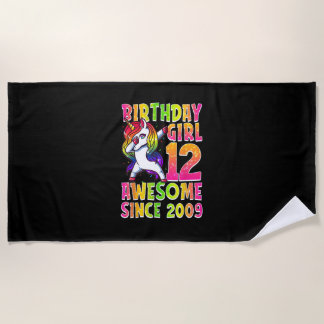 12e verjaardag meisje dabbing eenhoorn 12 jaar oud strandlaken