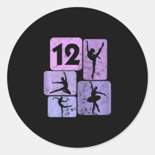 12e Verjaardag Meisje Danser Ballet Ballerina 12 j Ronde Sticker