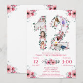 12e verjaardag meisje Foto collage roze ventilator Kaart (Voorkant / Achterkant)