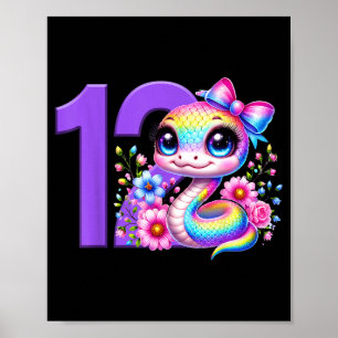 12e verjaardag meisje slang feest regenboog coquet poster