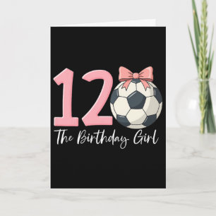 12e verjaardag meisje voetbal coquette roze 12 kaart