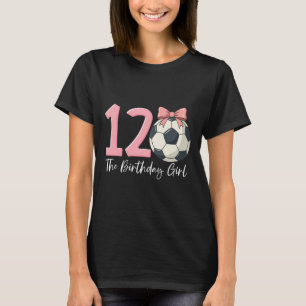 12e verjaardag meisje voetbal Ll Coquette Roze 12 T-shirt