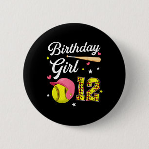 12e verjaardag meisje zachtjes twaalfde verjaardag ronde button 5,7 cm