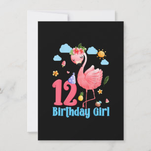12e verjaardag Meisjes Flamingo 12 jaar oud Tropis Kaart