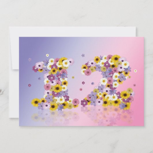 12e verjaardag, met bloembranen kaart (Voorkant)