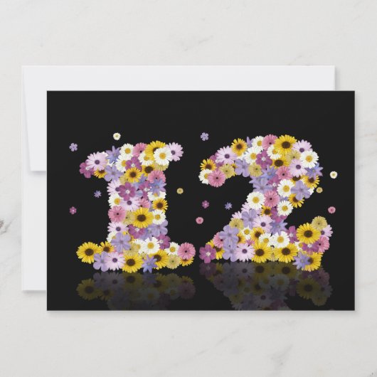 12e verjaardag, met bloembranen kaart (Voorkant)