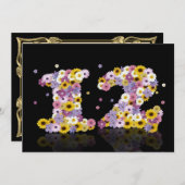 12e verjaardag, met bloembranen kaart (Voorkant / Achterkant)