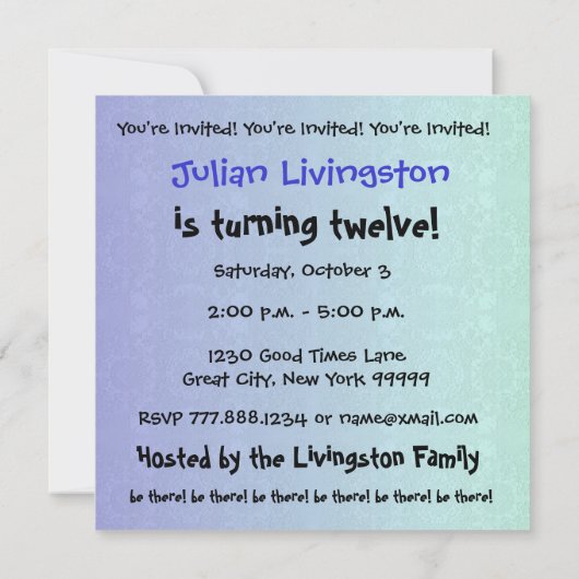 12e verjaardag Modern Blue en Black Recycled Kaart (Achterkant)