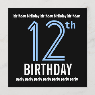 12e verjaardag Modern Blue en Black Recycled Kaart