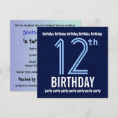 12e verjaardag Modern Blue Recycled Kaart (Voorkant / Achterkant)