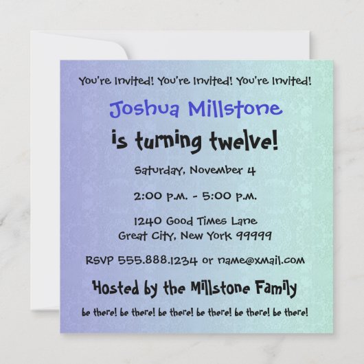 12e verjaardag Modern Blue Recycled Kaart (Achterkant)