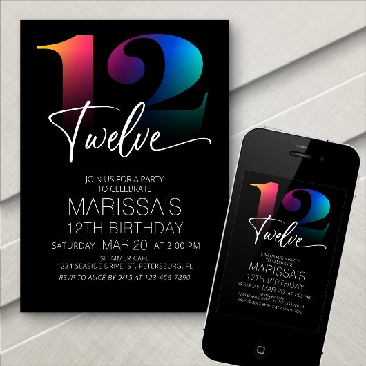 12e verjaardag Modern Kaart