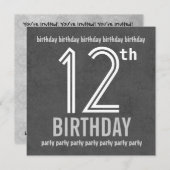 12e verjaardag Modern Silver Recycled Kaart (Voorkant / Achterkant)
