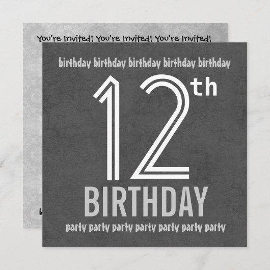 12e verjaardag Modern Silver Recycled Kaart (Voorkant / Achterkant)