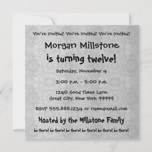 12e verjaardag Modern Silver Recycled Kaart (Achterkant)