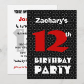 12e verjaardag Modern Teen Black and White Pattern Kaart (Voorkant / Achterkant)