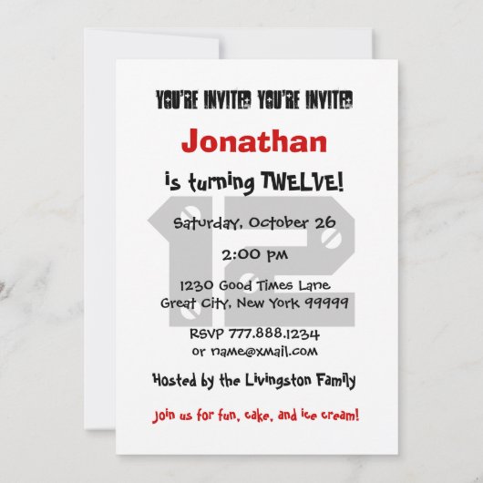 12e verjaardag Modern Teen Black and White Pattern Kaart (Achterkant)