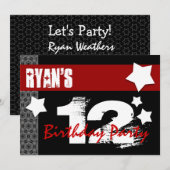 12e verjaardag Modern voor hem rood wit W03b Kaart (Voorkant / Achterkant)