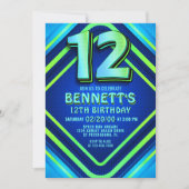 12e verjaardag Neon uitnodiging (Voorkant)