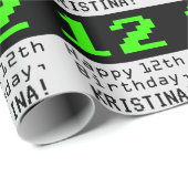 12e verjaardag - Nerdy / Geeky Style "12" en naam Cadeaupapier (Rol Hoek)