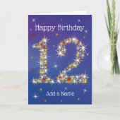12e verjaardag - nummer 12 in sterren - blauw - le kaart (Voorkant)