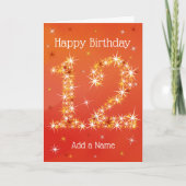 12e verjaardag - nummer 12 in sterren - rood - lee kaart (Voorkant)