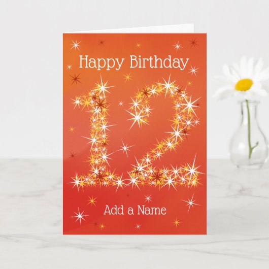 12e verjaardag - nummer 12 in sterren - rood - lee kaart (Kleine Plant)