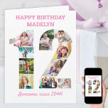 12e verjaardag nummer 12 Roze foto-inkuilKaart Kaart<br><div class="desc">Speciaal gepersonaliseerde 12e verjaardag Kaart met fotocollage in de vorm van nummer 12. De sjabloon is opstelling voor u om uw afbeeldingen toe te voegen, die in een portret, landschap en vierkante formaten zullen worden getoond om u overvloed van lessen in uw favoriete foto's te geven. U kunt de tekst...</div>