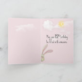 12e verjaardag op roze kaart (Binnen)