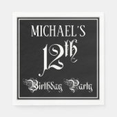 12e verjaardag Partij — Fancy Manuscript + de Naam Servet (Voorkant)