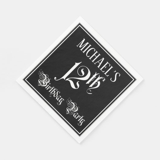 12e verjaardag Partij — Fancy Manuscript + de Naam Servet (Hoek)