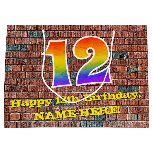 12e verjaardag: Plezier, op graffiti geïnspireerde Groot Cadeauzakje (Voorkant)