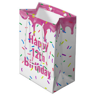 12e verjaardag prins op roze ijsvorming medium cadeauzakje