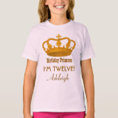 12e verjaardag prinses Douanenaam Royal Crown A10 T-shirt (Voorkant)